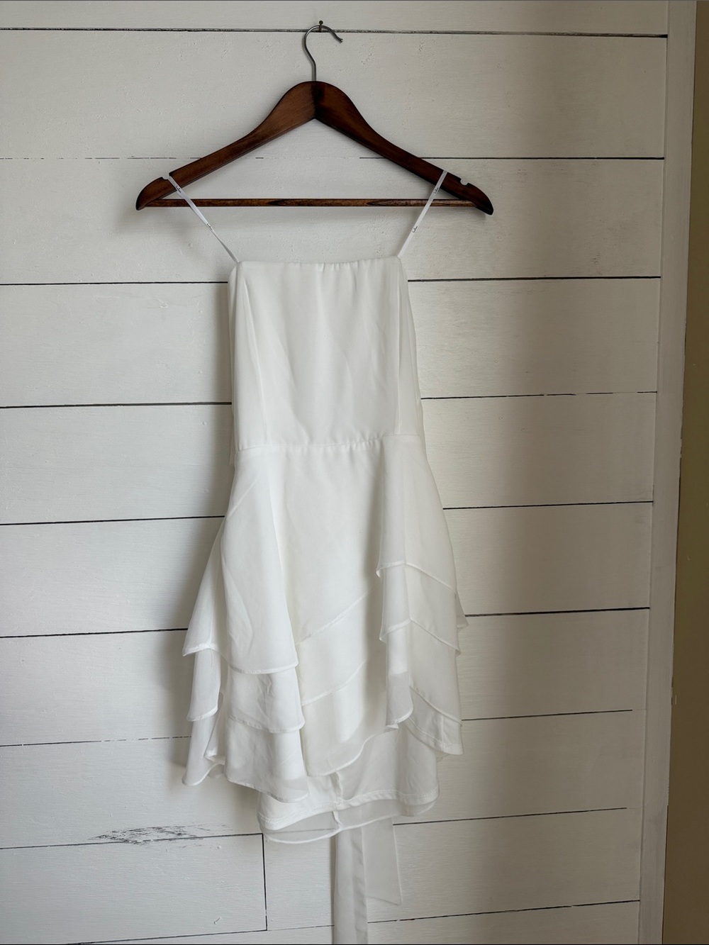 Lulu's White Strapless Ruffle Mini Dress